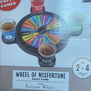 Wheel of Misfortune Party Game with Colorful Shot Glasses